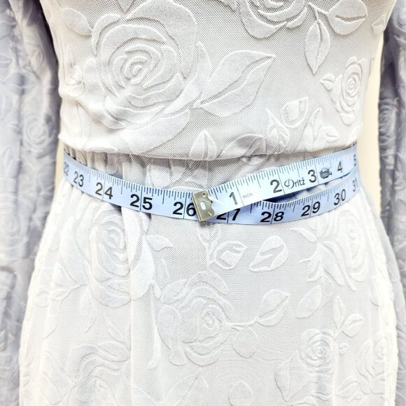 Blue Floral Jacquard Off-Shoulder Long Sleeve Dress Size XS - Picture 12 of 13